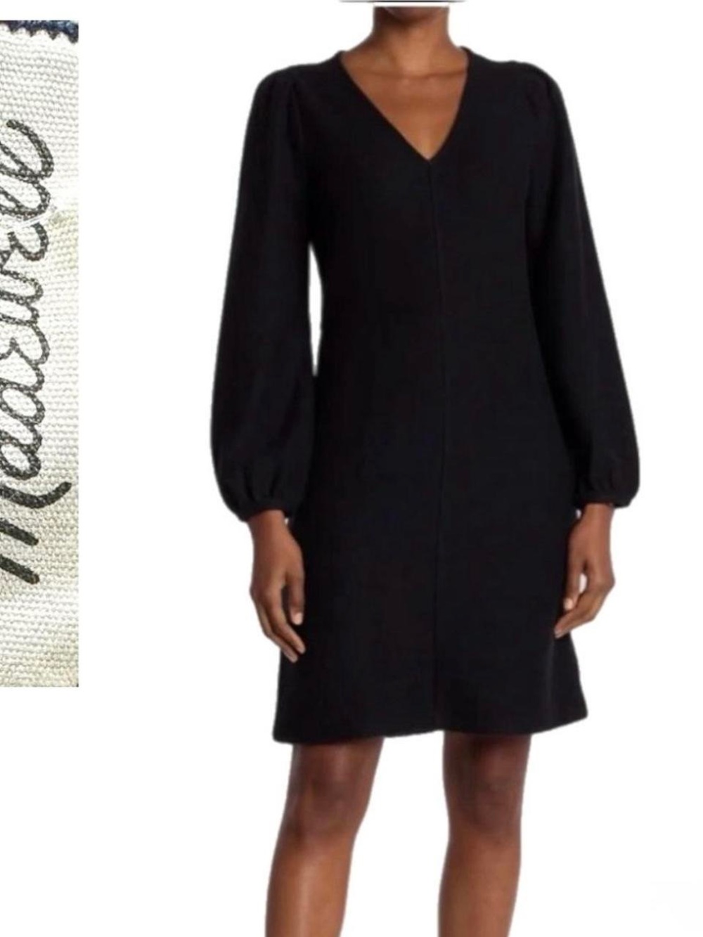 Madewell Black Textured Puff Sleeve Mini Dress XS